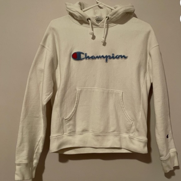 Champion Women's White and Blue Hoodie - Picture 3 of 4